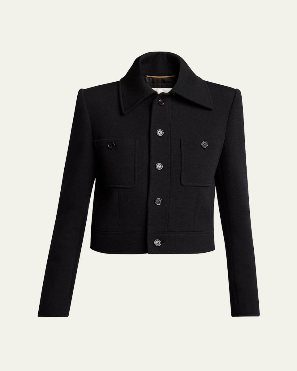 Collared Button Down Wool Jacket